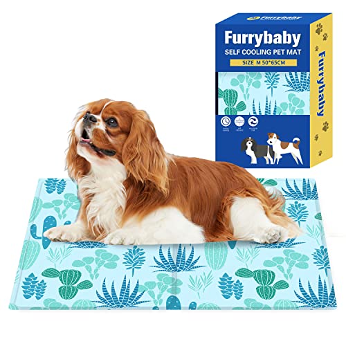 furrybaby Hunde-Kühlmatte für Hunde, selbstkühlende Gel-Matte, Pads, Haustier-Kühlbetten (Größe M: 50 x 65 cm, Kaktus) von furrybaby
