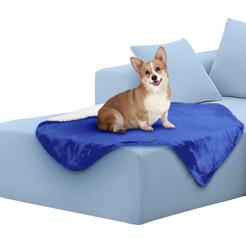 furrybaby Wasserdichte Decke, wasserabweisende Haustierdecke für Bett, Couch, Schutz, waschbar, wendbar, Sherpa-Flüssigkeit, Urinsicher, Decke für Hund, Babyblau (61 x 81 cm) von furrybaby