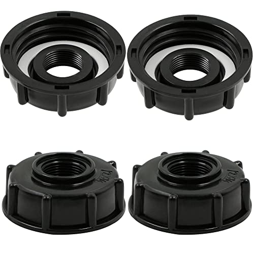 IBC Tankadapter Flüssigkeitsspeicher Deckel Anschluss - Kunststoff Innengewinde Verschlussdeckel - Tankdeckel Schlauch Zubehör - Gartenschlauchanschluss Tankanschluss Adapter 3/4", 4 Stücke Schwarz von fuxunamz