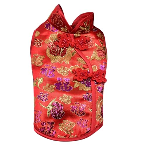 Haustieranzug, Haustieranzug, Blumendruck, chinesischer Stil, ärmellos, Cheongsam-Shirt für den Sommer, Haustierbluse, Hunde-Cheongsam von fxwtich