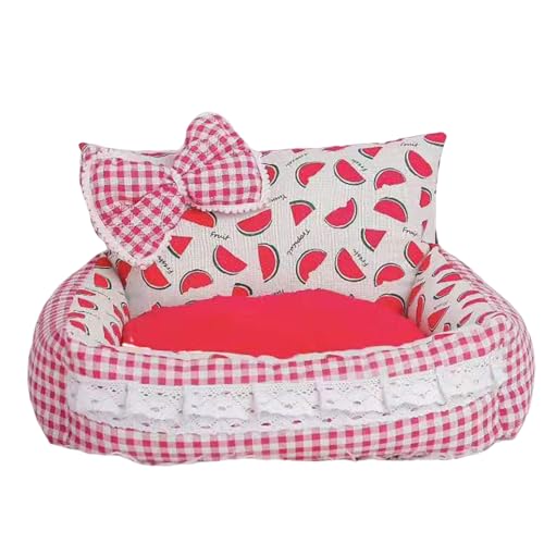 Hundebett mit exquisitem Muster, rutschfeste Unterseite, superweich, lichtecht, Knoten-Design, dekorativ, super bequem, Prinzessinnen-Hundebett, Haustier-Schlafbett von fxwtich