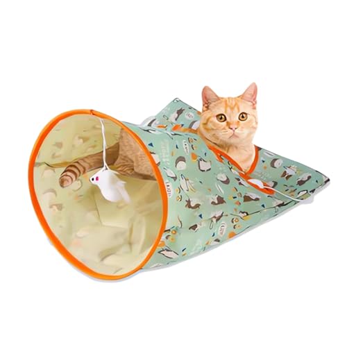 Interaktive Katzen-Bohrtasche – Katzentunnel-Spielzeug Mit Plüschball, Faltbare Katzenbohrtasche Aus Knisterpapier Mit Hübschem Pfotendesign, Langlebiges Interaktives Katzenhöhlenspielzeug von gafdu