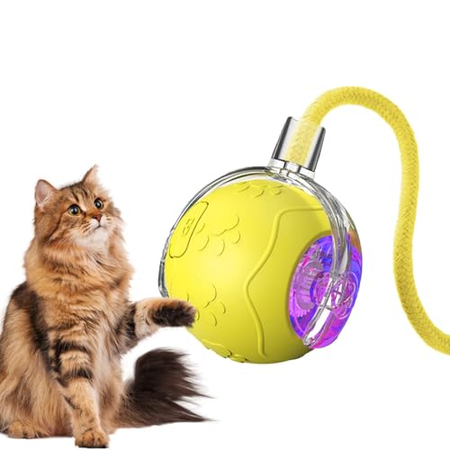 gafdu Interaktive Katzenspielzeug, bewegte Katzenball - Puzzle -Katzen -Spielzeug automatischer Rollball mit Seil - Katzenzubehör, Haustierversorgungen, batteriebetriebene, engagierte Innenkatzen, von gafdu