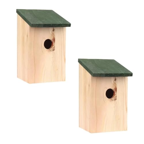 Garden Mile 2 X Traditionell Holz Garten Vogelhaus Nestbau Boxen Mit Grünem Schwenkbar Dach Für Einfache Reinigung Predator Nachweis Zu Passend Klein Vögel Spatzen, Tits Rotkehlchen Nester von garden mile