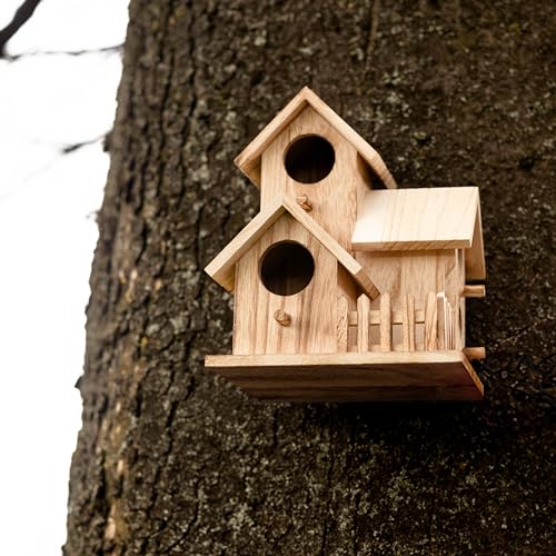 Garden Mile Großes, einzigartiges, dekoratives Vogelhäuschen, raubtiersicherer Vogelnistkasten, traditionelle Vogelhütte aus Holz, zum Aufhängen, Wildvogelhäuschen, Vogelnistkästen für den Garten, von garden mile