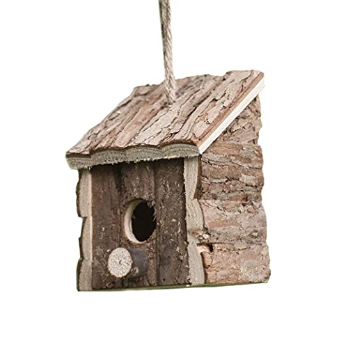 Garden Mile Natur Vogelhaus Hotel - Traditionelle Holzkiste Vogelhäuser für Garten Vogelhaus Vogel Nistkästen für Garten, Balkon, ideal als Rotkehlchenhaus, Spatzen Nistkasten, kleines Vogelhaus von garden mile