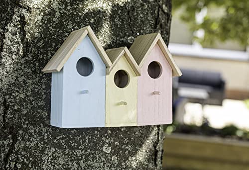 Garden Mile Neuartiges 3-in-1-Vogelhäuschen aus Holz für den Wilden Garten, Nistkasten, raubtiersicher, für kleine Vögel, Spatzen, Meisen, Rotkehlchen, Nester, Gartendekoration von garden mile