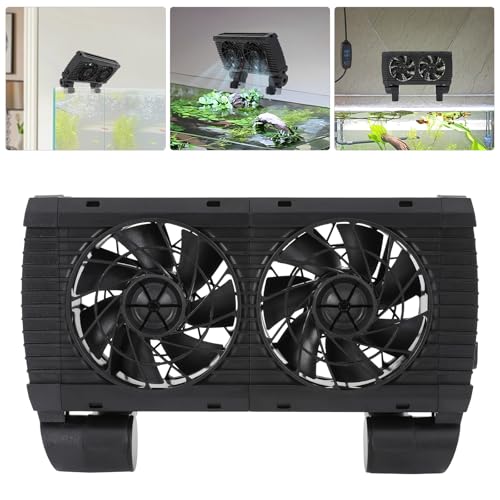 gegeweeret Aquarium-Kühlventilator,180° gedreht,Geräuscharm,Verstellbarer Aquarium-Wasserkühlungsventilator,nwendbar Max. Wanddicke des Aquariums: 1.2cm (Schwarz) von gegeweeret