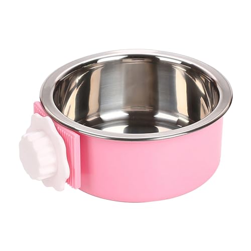 Hundenapf aus abnehmbarem Edelstahl zum Aufhängen, Futter- und Wasserspender für Katzen, Welpen, Vögel, Ratten, Schweine, groß Warmhalte Schüssel Mit Deckel (Pink, One Size) von generic