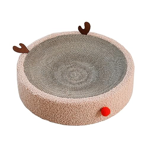 Kratzbaum und Bett für Haustiere, verschleißfestes Karton-Loungenest für Hauskatzen, Braun (41 x 10 cm) von getuse