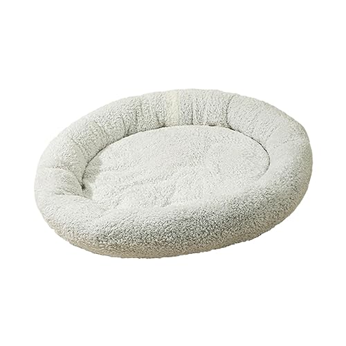 Rundes Plüsch-Katzenbett – selbstwärmendes, gemütliches Schlummerbett für Hunde und Katzen, 50 cm, weiß, perfekt für Herbst und Winter von getuse