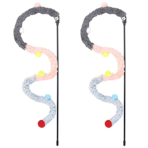 ggtuyt PetSupplies Interactive Toys Cat Teaser 2pcs Plush Strip PVC Griff Katzenstab Spielzeug mit Bell niedlich Cat Toy von ggtuyt