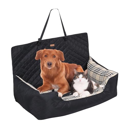 Auto-Hundesitz, multifunktionales Hundehütten-Auto-Hundebett, tragbare Hundeerhöhung, Autositz-Reisetasche, bequemes, sicheres Hunde-Reisebett für Fahrzeuge (Schwarz) von gifyym