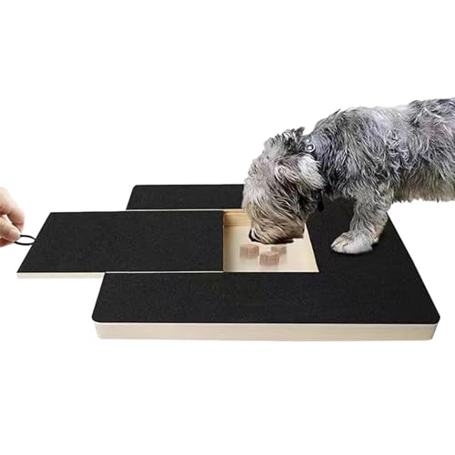 Dog Nail Scratch Board - Holz Hund Nagelfeile Board mit eingebauter Snackbox | Hundepfoten Kratzbrett | Nagelschleifpad Scratcher | Herausziehbares Kratzbrett für Haustiere von gifyym