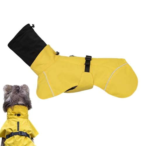 Hunde-Regenmantel, wasserdichter Hunderegenmantel mit Kapuze, Zupfponcho, reflektierende Sicherheits-Hunde-Regenjacke, verstellbarer Hunderegenmantel Poncho mit reflektierendem Rand für kleine, von gifyym