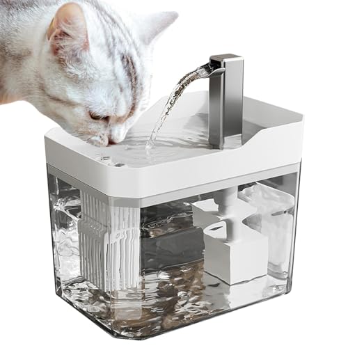 Kabelloser Katzenwasserbrunnen – 1,5 l kabelloser Katzenwasserbrunnen | 2,5 W Haustierbrunnen | batteriebetriebener Hundebrunnen | rutschfester automatischer Hundewasserbrunnen für Haustiere im von gifyym