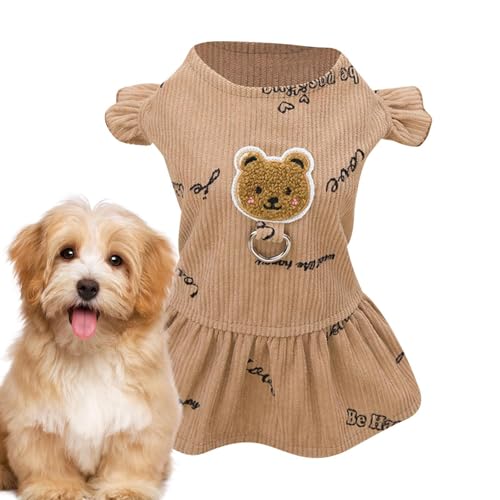 Kleines Hundekleid, bequeme weiche Haustierkleidung, Polyester-Hundekostüm mit Cartoon-Bär-Muster, bequeme modische weiche Haustierkleidung für kleine Hunde, Welpen, Haustiere, Katzen von gifyym