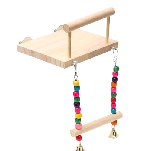 Vogelschaukel, Holzsittichspielzeug mit Schaukel, Vogelsitzstangen, Käfigspielzeug, Haustier-Vogelkäfig-Hängematte, Schaukel, Kletterspielzeug, Vogelsitzstangen mit Rassel für Lovebird Chinchilla von gifyym