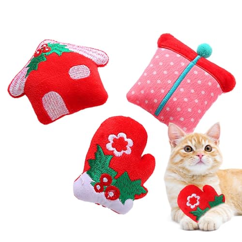 gifyym Katzen-Plüsch-Spielzeug – Weihnachtsstil, lustiges Spielzeug für den Innenbereich, interaktives Spielzeug für Hunde, Haustiere, Training von gifyym
