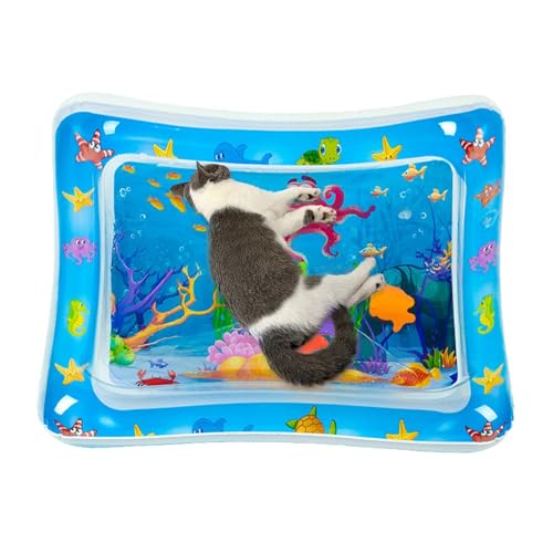 gifyym Sensorische Wassermatte für Haustiere, 50 x 70 cm, Sensorwasser-Spielmatte, verdickte, aufblasbare Wassermatte für Katze und Hund, sensorische Spielmatte mit Fisch für Haustierspiele, von gifyym