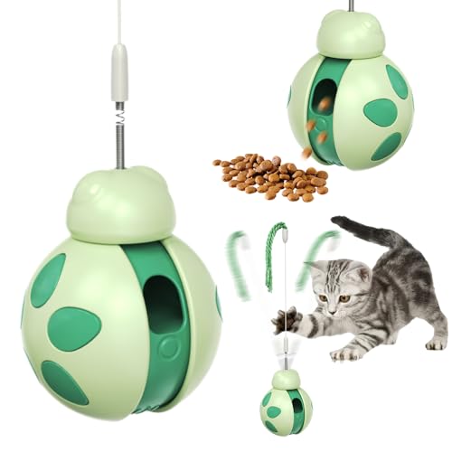 givuaime Interaktives Katzenspielzeug für Hauskatzen, 2025 Neuest 3-in-1 Katzenspielzeug, Ultra Quiet Automatic Feather Toy, Cat Feeder Toy, Cat Toys for Indoor Cats (Grün) von givuaime