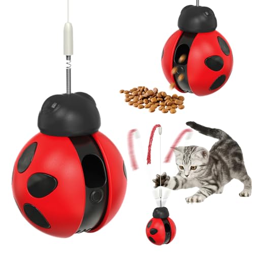 givuaime Interaktives Katzenspielzeug für Hauskatzen, 2025 Neuest 3-in-1 Katzenspielzeug, Ultra Quiet Automatic Feather Toy, Cat Feeder Toy, Cat Toys for Indoor Cats (Rot) von givuaime