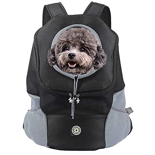 Hunde-Rucksack, Welpenrucksack, Haustier-Tragetasche, Rucksack für kleine Hunde, Hunde-Vordertrage mit atmungsaktivem Kopf-Out-Design und gepolsterter Schulter für Wandern, Outdoor-Reisen (M) von gnisbis