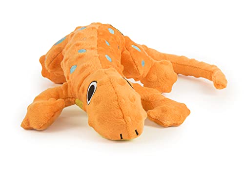 goDog Amphibianz Gecko Squeaky Plush Dog Toy, Chew Guard Technology - Orange, Large von goDog