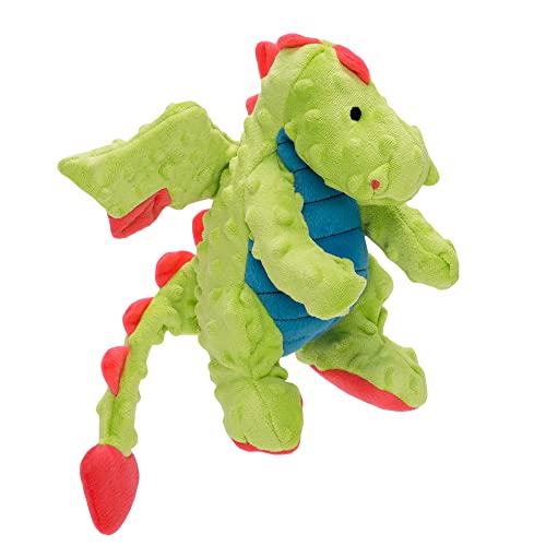 goDog Bubble Plush Dragons Quietschendes Hundespielzeug, Kauschutz-Technologie, Grün, Größe L von goDog