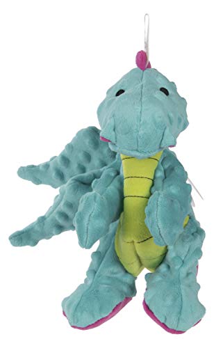 goDog Bubble Plush Dragons Quietschendes Hundespielzeug, Kauschutz-Technologie, Türkis, Größe S von goDog