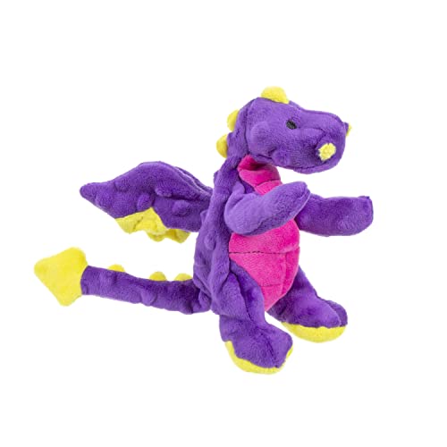 goDog Bubble Plush Dragons Quietschendes Hundespielzeug, Kauschutz-Technologie – Lila, Größe S von goDog