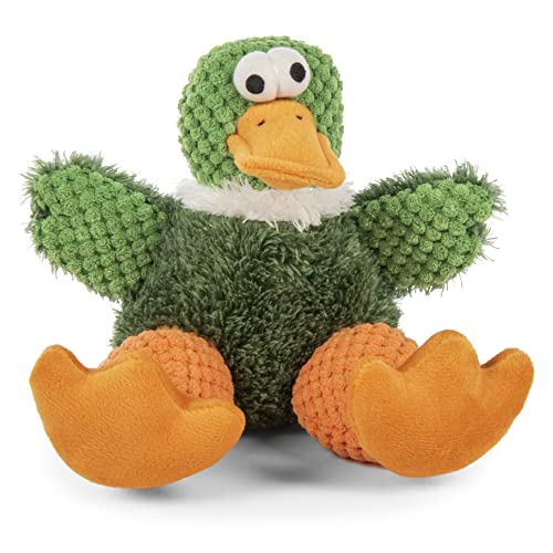 goDog Checkers Sitting Duck Squeaky Plush Dog Toy, Chew Guard Technology - Green, Small von goDog