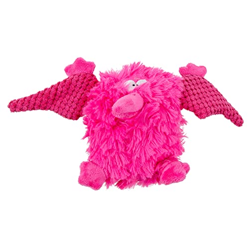 goDog PlayClean Pterodactyl Quietschendes Hundespielzeug aus Plüsch mit geruchshemmenden ätherischen Ölen, Kauschutz-Technologie, Rosa, Größe S von goDog