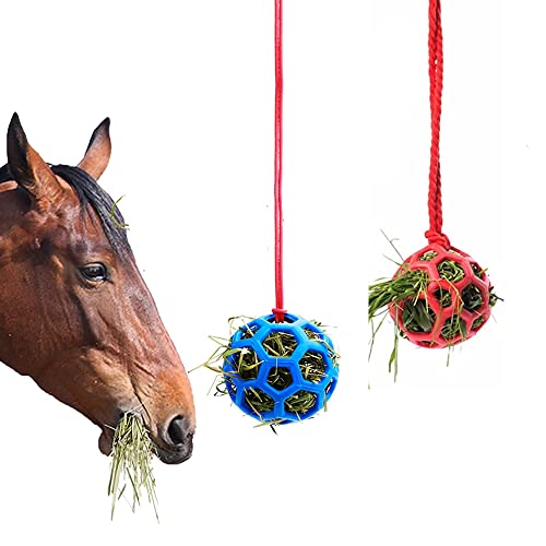 gofidin 2 Stück Pferd und Pony Leckerli-Ball Ziegenheu zum Aufhängen Füttern Spielzeug Schafe Futterspender Mehrzweck-Pferde Rinder von gofidin