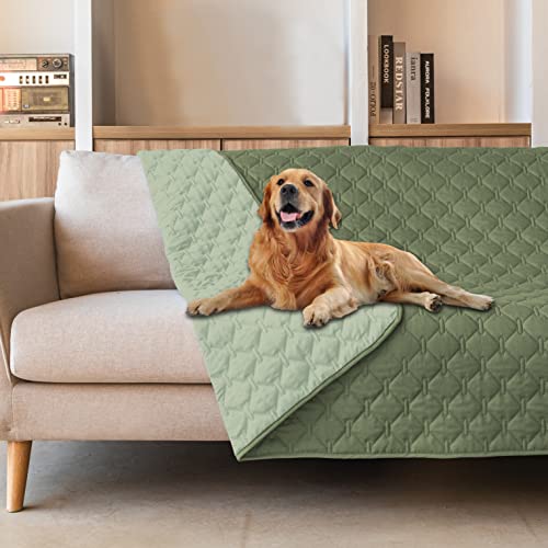 gogobunny 100 % doppelseitige, wasserdichte Hundebett-Abdeckung, Haustierdecke, Sofa, Couch, Möbelschutz für Kinder, Hunde, Katze, wendbar (213 x 213 cm (1 Stück), Dunkelgrün/Hellgrün) von gogobunny