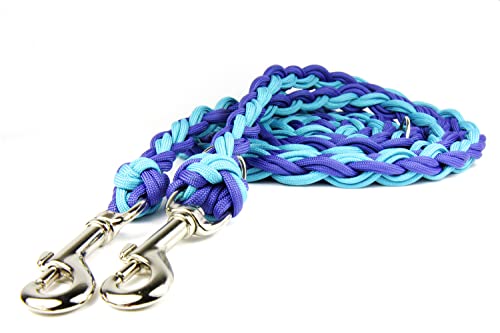 Paracord Hundeleine 3-Fach verstellbar Indigo/Aqua in deinem Wunschdesign (4 Meter, Muster 4 (Corner)) von green-pawz