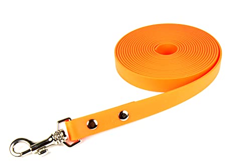 green-pawz Biothane® Schleppleine Neonorange 19mm breit, wahlweise Länge 1 - 15 Meter (1 Meter mit Handschlaufe) von green-pawz