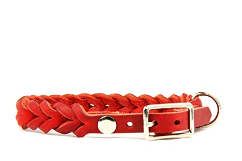 green-pawz Hundehalsband Fettleder geflochten rot (25-33 cm) von green-pawz