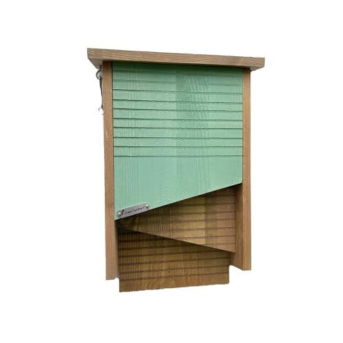 Green Feathers Fledermausbox aus Holz für den Außenbereich, Kiefernholz, zum Aufhängen an Bäumen & Wänden/Zäunen - Doppelkammer Fledermausbox von greenfeathers
