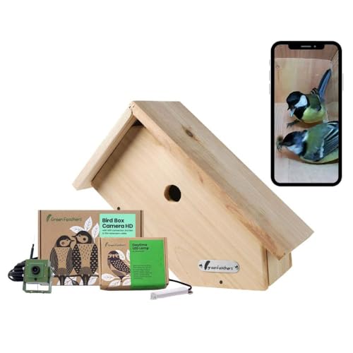 Green Feathers HD 1080p WiFi Outdoor Wildlife Camera & Side View Birdbox - Deluxe Bundle - Garden Wildlife Camera & Habitat Kit, Perfect for Viewing Birds at Home on Your Phone, Tablet and TV von greenfeathers