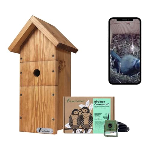 Green Feathers WiFi Vogelhäuschen-Kamera, 1080p HD Smart-Kamera mit Aufnahme- und Nachtsichtfunktion, Garten-Wildtierkamera zur Vogelbeobachtung, Wildtierbeobachtung auf Telefon – 10 m-Set von greenfeathers