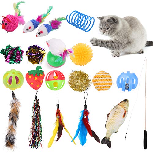 guansheng katzenspielzeug Spielzeugmäuse für Katzen katzenangel katzenspielzeug Set katzenspielzeug Schnur Katzen zubehör Kitten Katzenangel für Alle Kitten Kuscheln und Spielen Geeignet(20Pcs) von guansheng