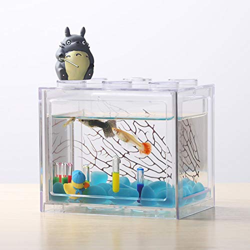 gudong Fish Tank Aquarium Fish Tank Mini Aquarium Fish Tank Aquarium Decor for Box Office Coffee Table DIY-Miniaturlandschaften (Transparent) von gudong