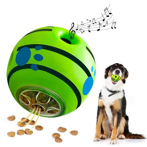 gudong Unzerstörbares Hundespielzeug, interaktives Hundespielzeug gegen Langeweile, Kicherball für Hunde, Leckerli-Spender, Leckerli-Ball, Bereicherungsspielzeug für Hunde (14 cm) von gudong