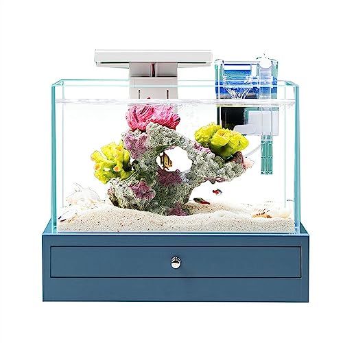 Aquarium Aquarium-Desktop, kleines Aquarium mit Sockel, Heimdekoration, Büro-Desktop-Aquarium-Dekorationen, ökologische Landschaftsornamente Aquarium-Kit von guiling-1986