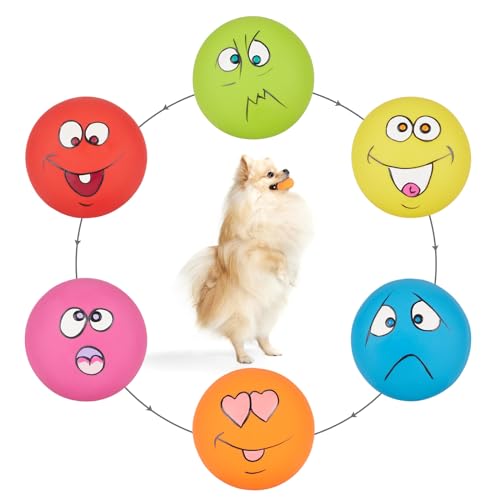 gulucute Lustiges Emoticons Hundespielzeug mit Quietschspielzeug, Kauspielzeug, langlebig, Latex, Gummi, weich, interaktiv, Apportierspiel, Hundebälle für Welpen, kleine Haustiere, Hunde, 6 Stück gulucute Lustiges Emoticons Hundespielzeug mit Quietschspielzeug, Kauspielzeug, langlebig, Latex, Gummi, weich, interaktiv, Apportierspiel, Hundebälle für Welpen, kleine Haustiere, Hunde, 6 Stück von gulucute