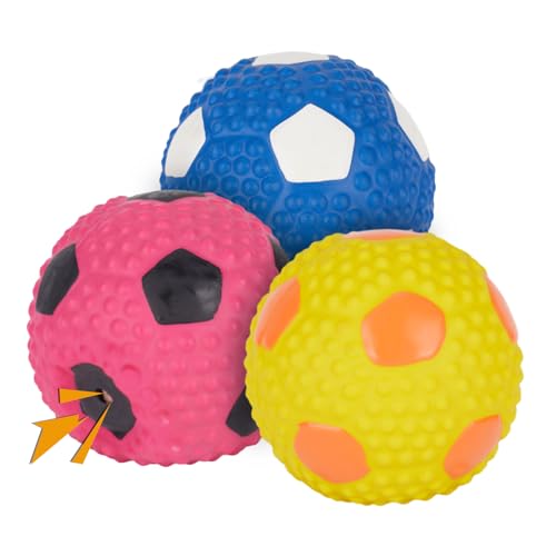 gulucute Quietschbälle zum Apportieren von Hunden, weiches Latex-Hundespielzeug, Fußball, Kauen, Apportieren, Wurfball für mittelgroße Hunde, interaktives Spielen (3 Stück) von gulucute