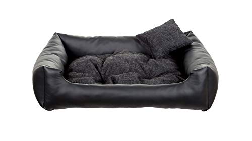 gutekissen Hundebett aus Ökoleder Hundebett Hundesofa Hundeliege Hundekissen Kunstleder Hundeschlafplatz - Langlebige Materialien und hohe Qualität EKO (2XL - 110x90, Schwarz) von gutekissen