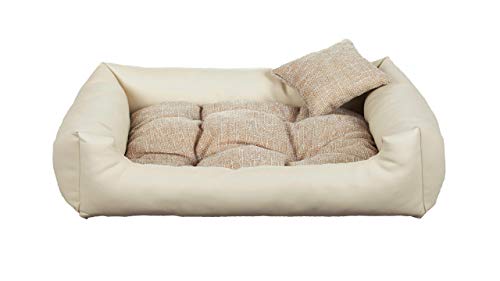 gutekissen Hundebett aus Ökoleder Hundebett Hundesofa Hundeliege Hundekissen Kunstleder Hundeschlafplatz - Langlebige Materialien und hohe Qualität EKO (2XL - 110x90, Creme) von gutekissen