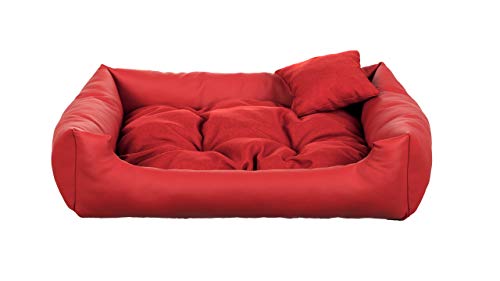 gutekissen® Hundebett aus Ökoleder Hundebett Hundesofa Hundeliege Hundekissen Kunstleder Hundeschlafplatz - Langlebige Materialien und hohe Qualität EKO (S - 65x55, Rot) von gutekissen